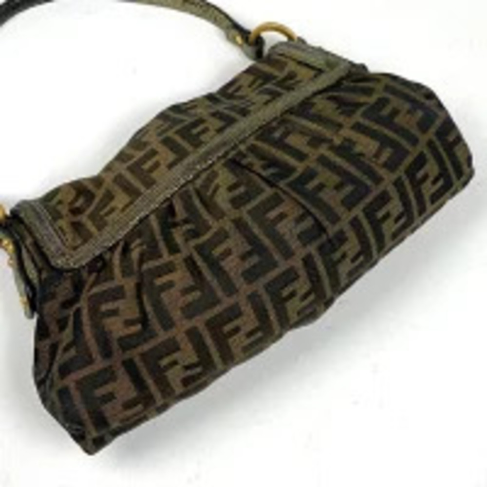 Fendi brown Hobo bag gold Zucca handbag canvas shoulder Brown Gold